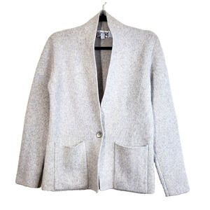 Adele Joyce Womens Medium Cardigan Sweater Gray Angora Wool Luxury Minimalist